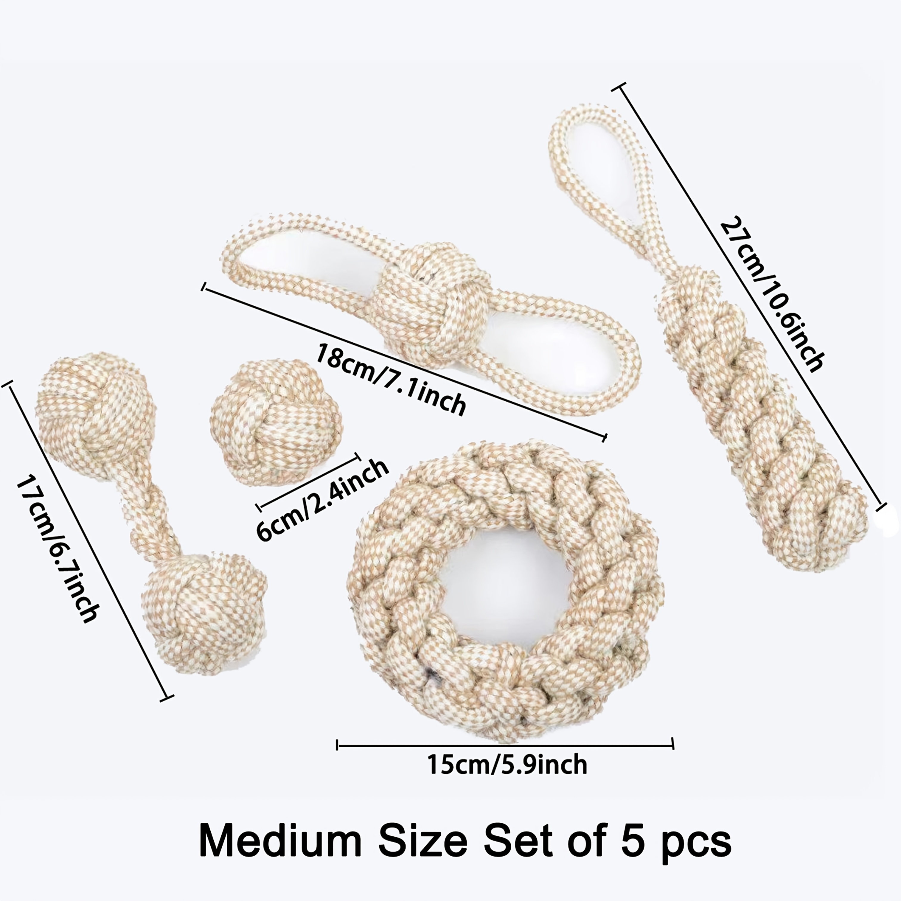 A Five-piece Set Of Braided Hemp Rope For Medium To Large Dogs