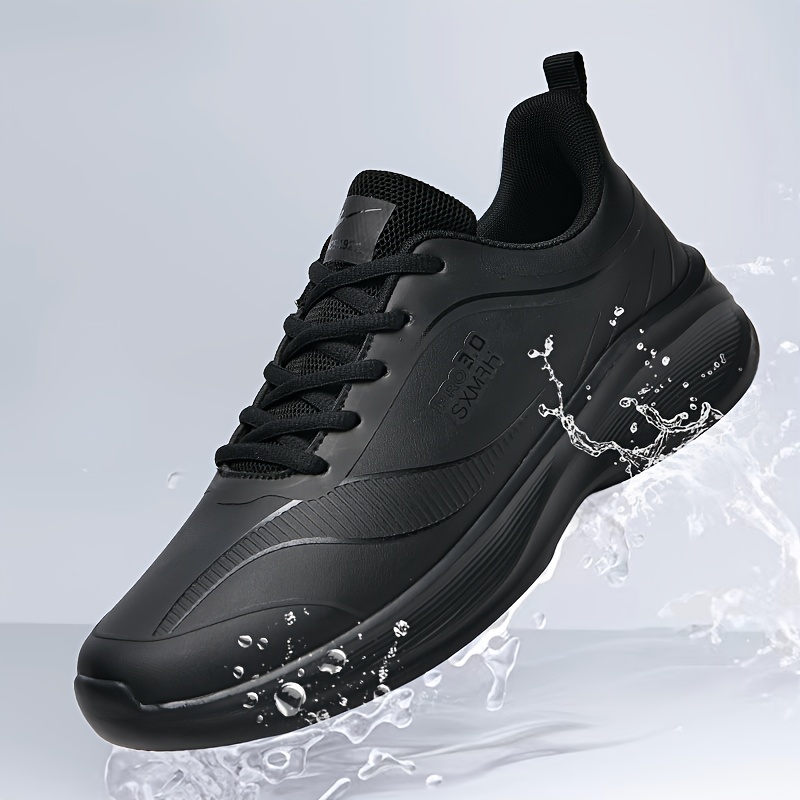 Image of Men's High Quality Low-top Sneakers - All-black Hiking & Driving Shoes Suitable For Outdoor, Running, Casual Wear, Md Sole Cushioning, Round Toe, Spring/fall Sports Footwear
