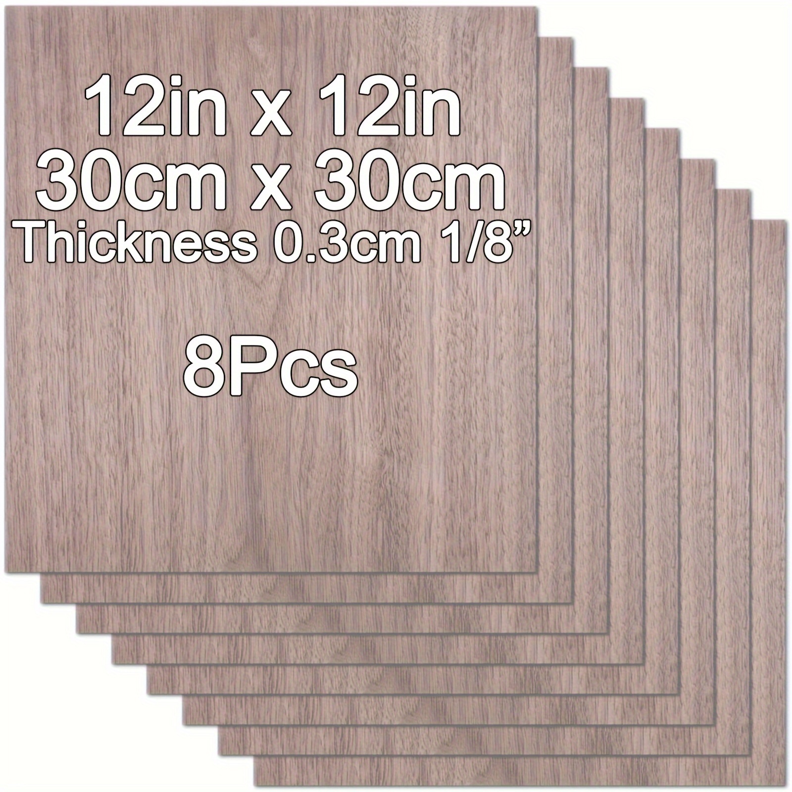 

8-pack Plywood Sheets, 0.13" , 12" X 12" - High-quality For Laser, Cnc, Painting, Engraving, Fretwork & Wood Burning Projects