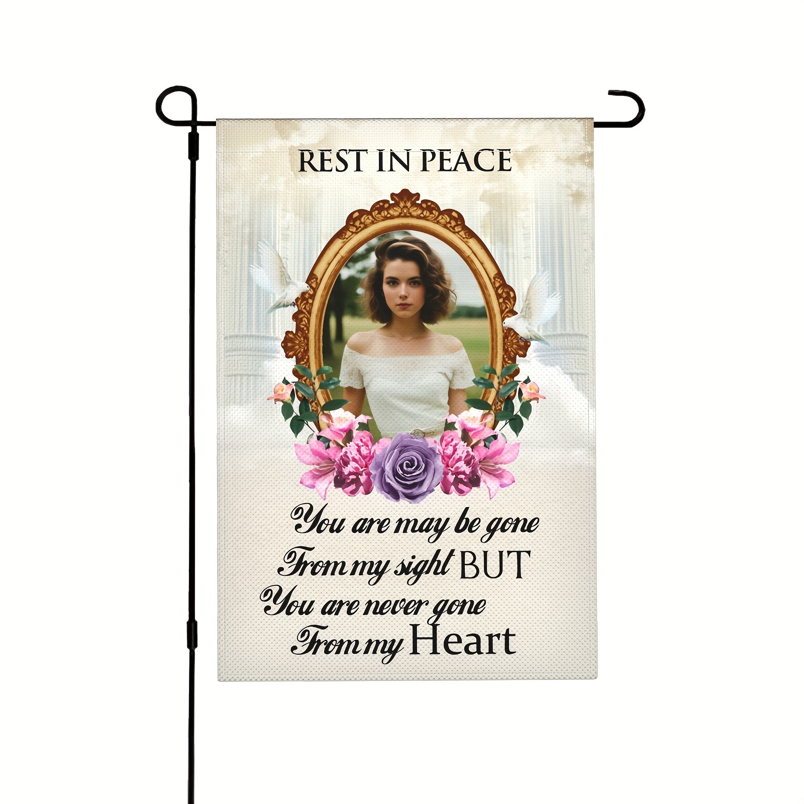 

1pc Memorial Flag, Garden Flags With Photo, Memorial Gifts, Decorations For Outdoor Yard And Lawn (custom) (no Metal Brace)