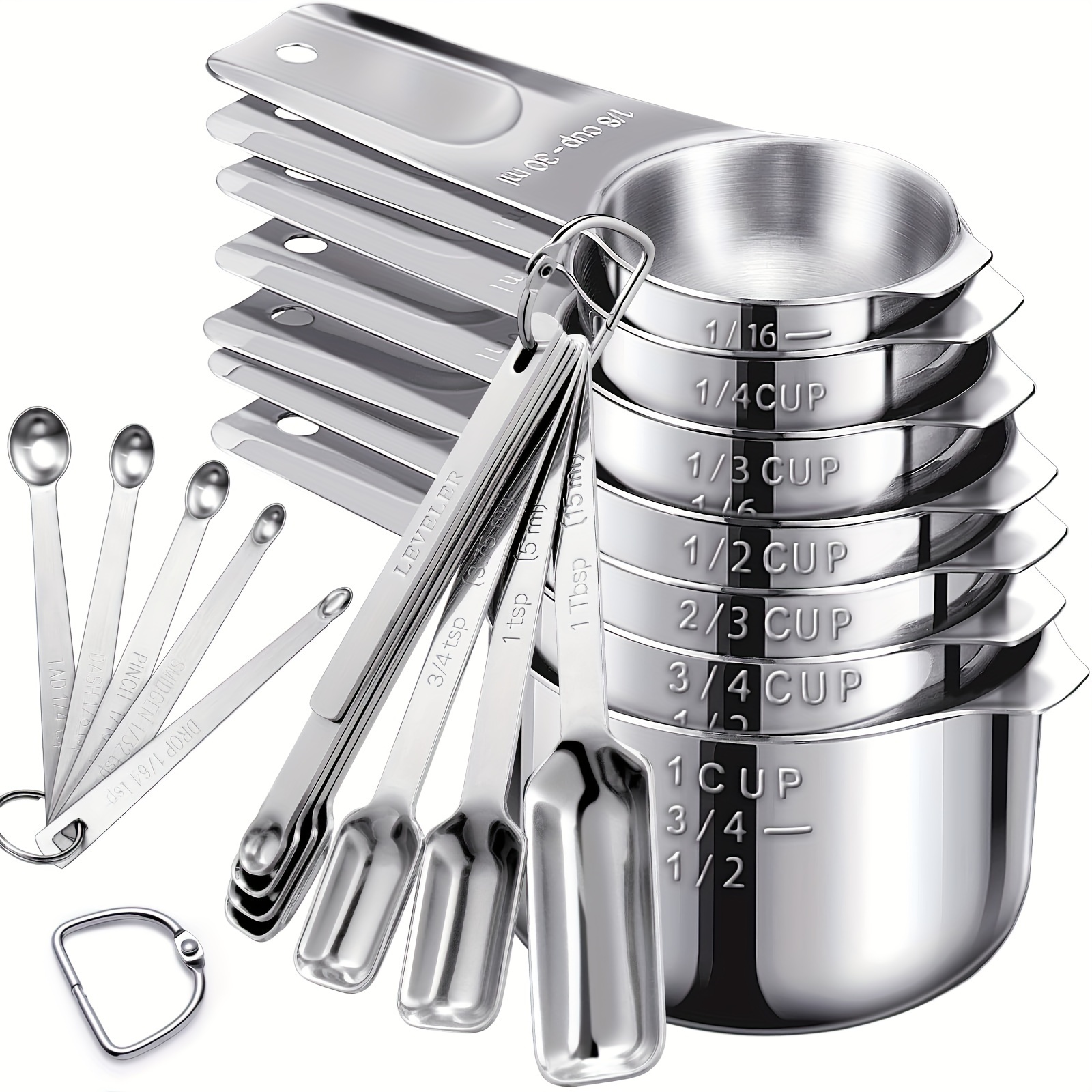 

Measuring Cups And Spoons Set, Minteem 20 Pcs Stainless Steel Measuring Set Includes 7 Measuring Cups 12 Measuring Spoons With A Leveler For Cooking & Baking Dishwasher Safe Kitchen Measuring Set