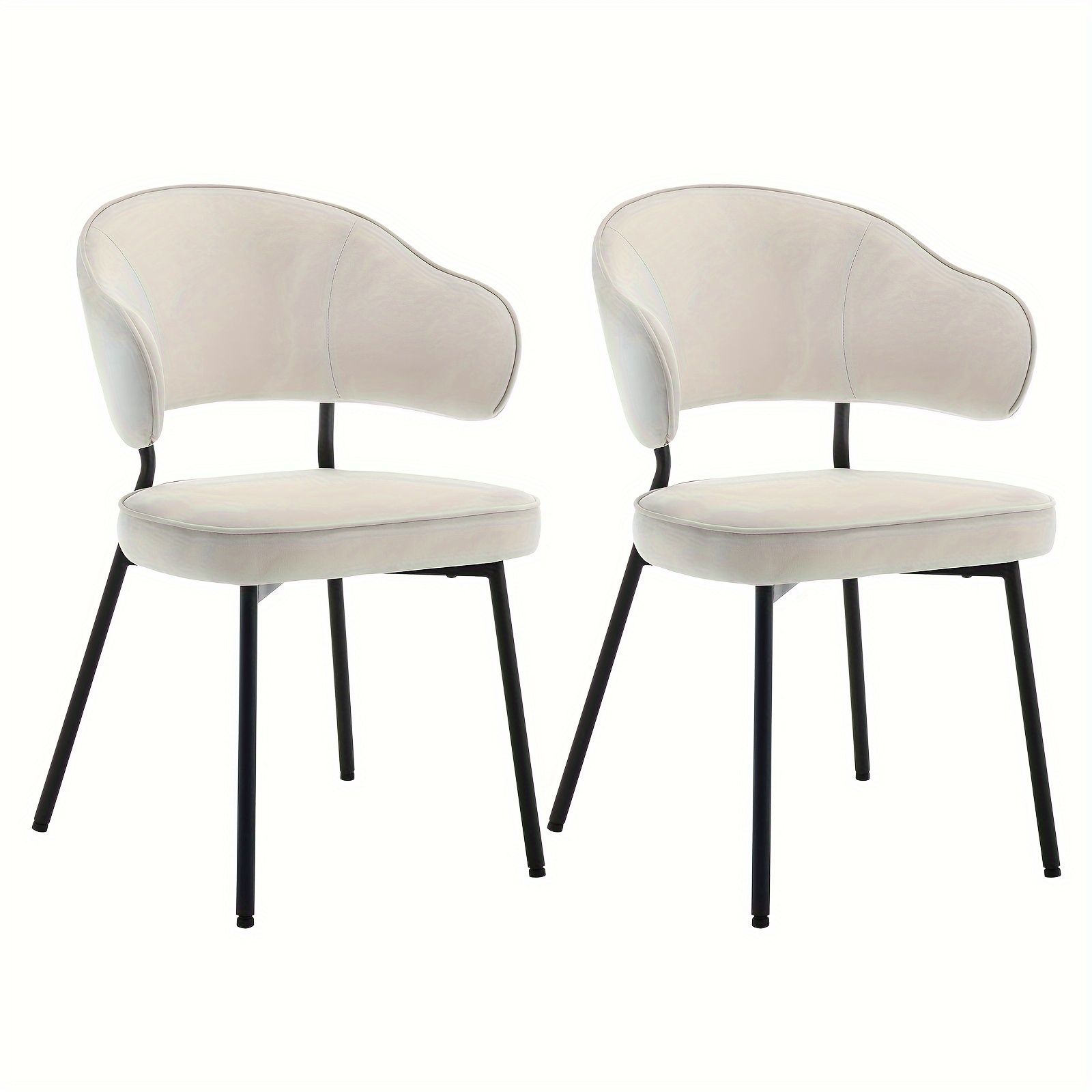 Image of 2pcs Dining Room Chairs, Kitchen Chairs, Upholstered Chairs, Lounge Chairs, Living Room Chair, , With Backrest, Armrests, Metal Legs, Padded, Velvet
