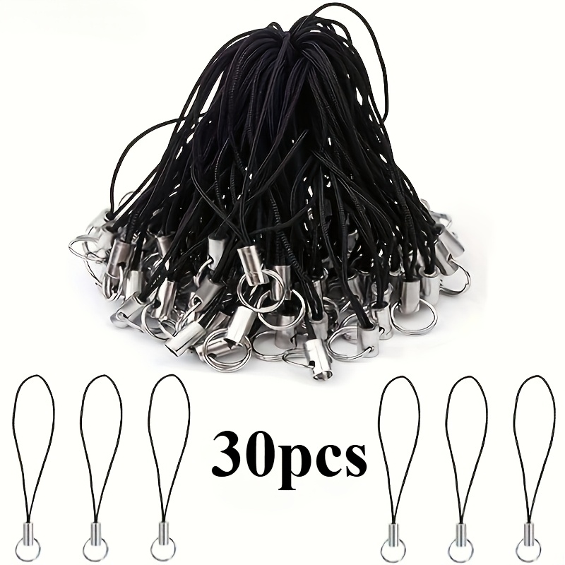 TEMU 30 porte-clés durables en nylon avec anneaux d'ouverture, bicolores noir et argent, accessoires pour téléphone portable, clips de sécurité pour