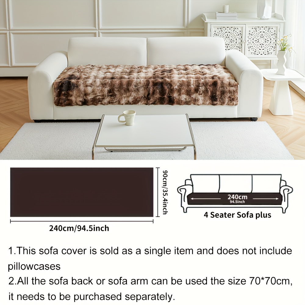 TEMU 1pc Gradient Artificial Rabbit Plush Autumn And Winter Thick Sofa Cushion, Warm And Comfortable Anti Slip Sofa Cushion Cover, Simple And , Pet