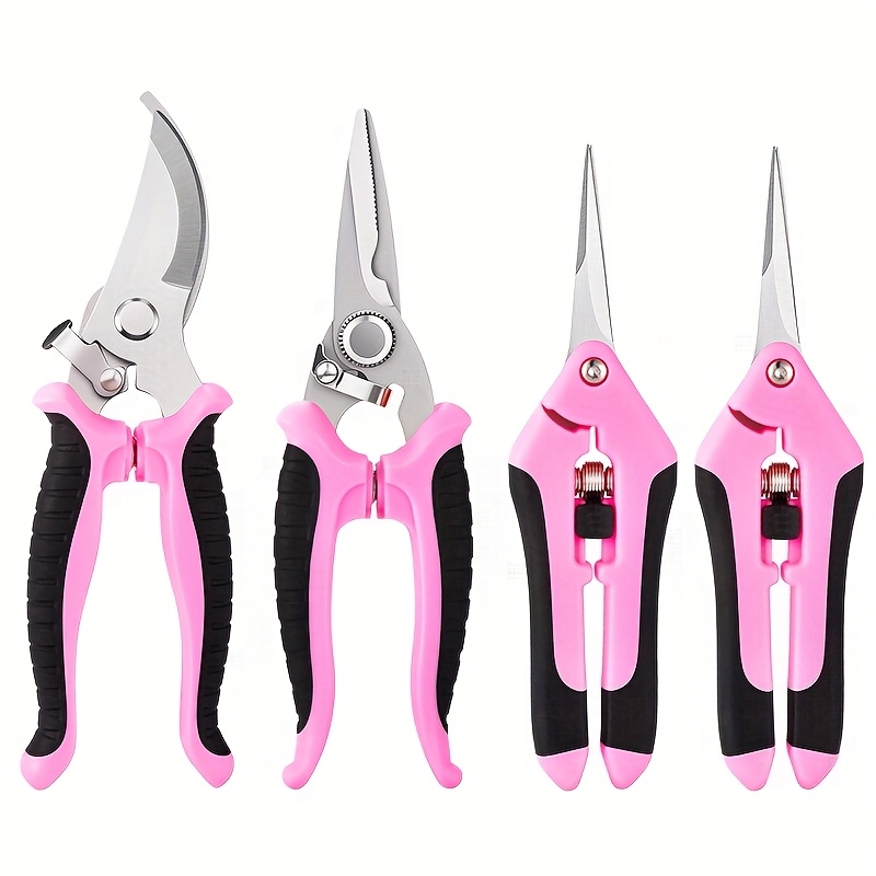 E-shop 4-teiliges Gartenscheren-Set, Professionelle Baumscherengabeln & Astentferner mit rutschfesten Griffen für Pflanzen Blumen