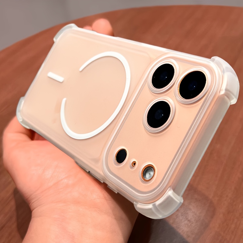 E-shop Handyhülle: Luxus-Puffer Stoßfest Magnetisches Kabelloses Laden Handyhülle für iPhone 12 13 17 Pro Max 17Pro 17ProMax Weicher Rand Matt
