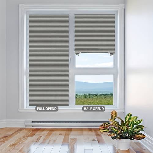 1pc aper blackout shades for indoor windows temporary cordless paper pleated blinds no drill privacy fabric window coverings stick on blinds no tools curtains 35x59 1inches
