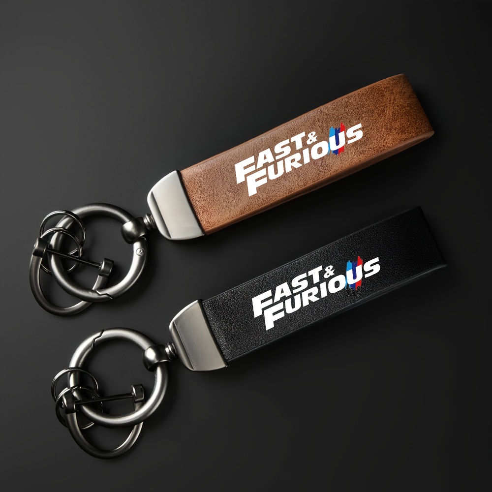 

1pc Fast & Leather Keychain - Premium Metal With Engraved , Brown Options, Ideal For Car Enthusiasts