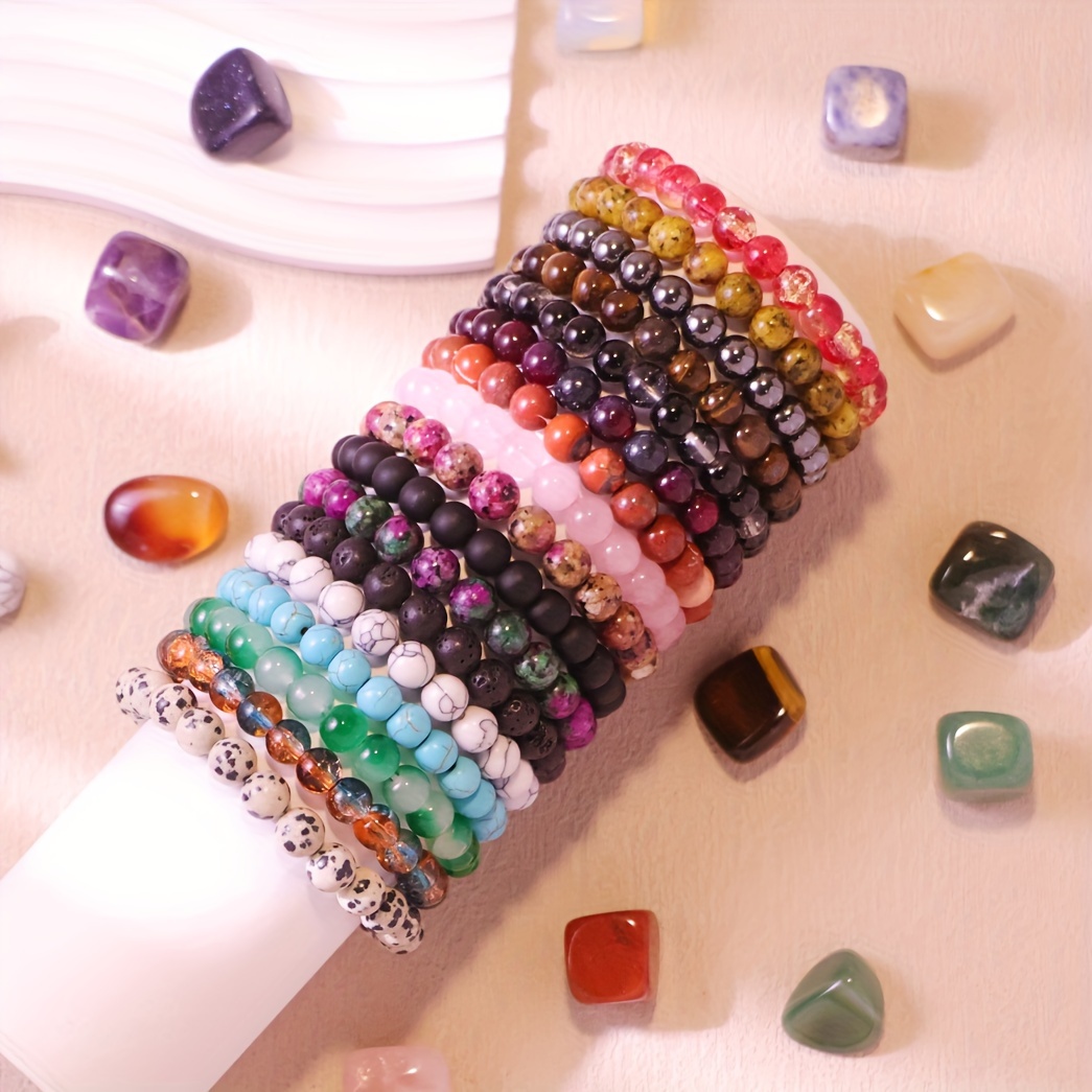 Natural Stone 8mm Bead Bracelets - Boho Vacation Style