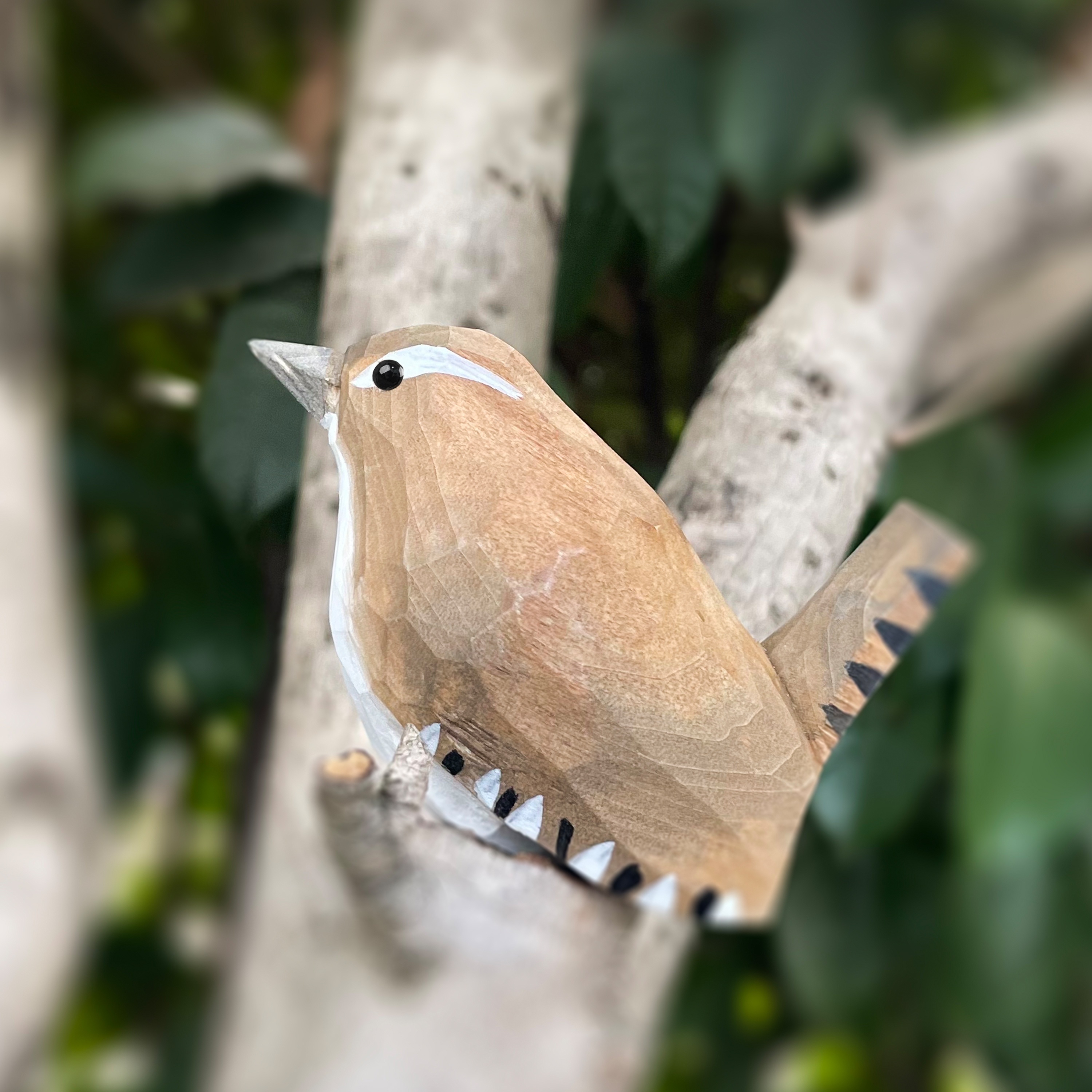 

Handmade Winter Wren Statue | Custom Bird Decor | Painted Wood Carvings | Bird Figurine Art | Gifts For Bird Lovers | Housewarming Gift