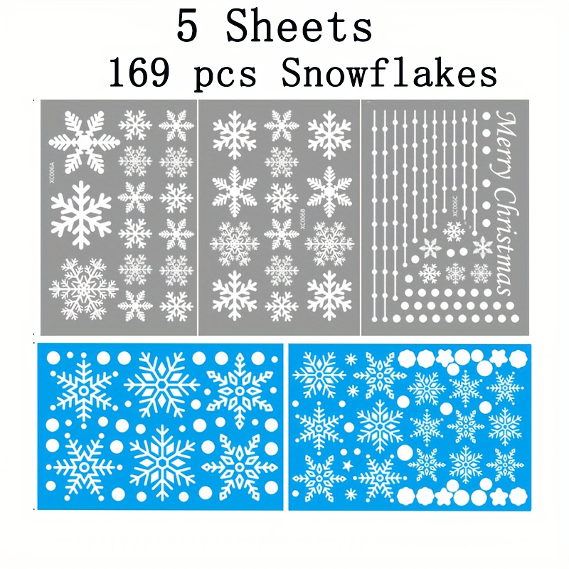 Image of A Set Of 169 Snowflake Window Stickers, Easy To Apply, Static Cling, Wall Decals, Perfect For Christmas And Decoration