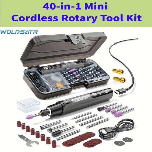 40 in 1 cordless rotary tool kit handheld mini in usb drill polisher sander with lcd display led light 16000rpm high speed motor compatible for diy crafts precision grinding polishing drilling 40 functions