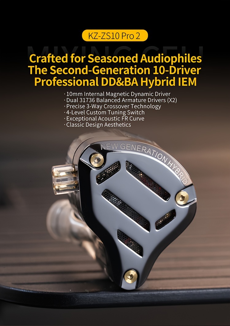 kz 2 metal earphone hifi in ear earbud 4 level tuning switch headphone 4ba 1dd driver headsets Product details 0