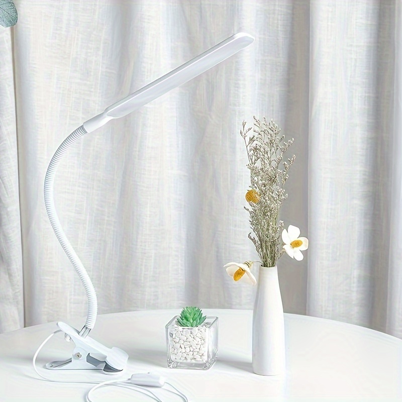 TEMU Lampe de bureau LED dimmable avec contrôle tactile, bras oscillant réglable et pince, alimentation USB, éclairage de travail des yeux et design