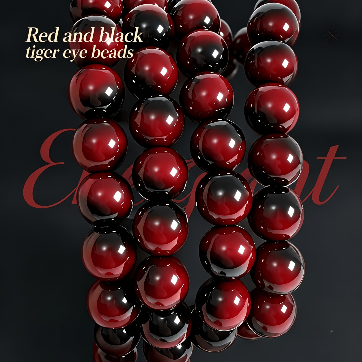 TEMU 58pcs Red And Black With Perforated Loose Beads, 8mm Round Bead Beads, Suitable For Bracelets, Necklaces, Earrings, Additions, Easy And