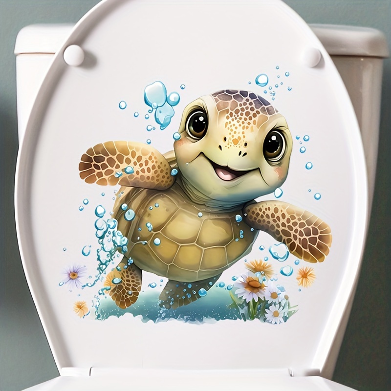 TEMU Bathroom Decal - Self-adhesive Toilet Lid Sticker, Fun Marine-themed Wall & Door Decor, Decorative Decals, Your, Toilet Lid