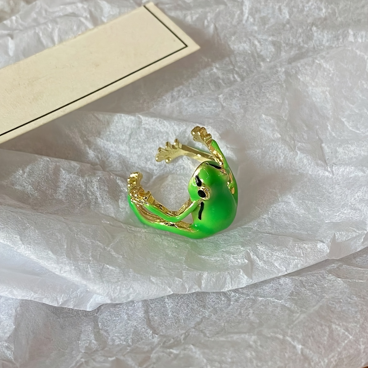 TEMU Un anillo abierto único con temática de rana es para el uso diario de las mujeres