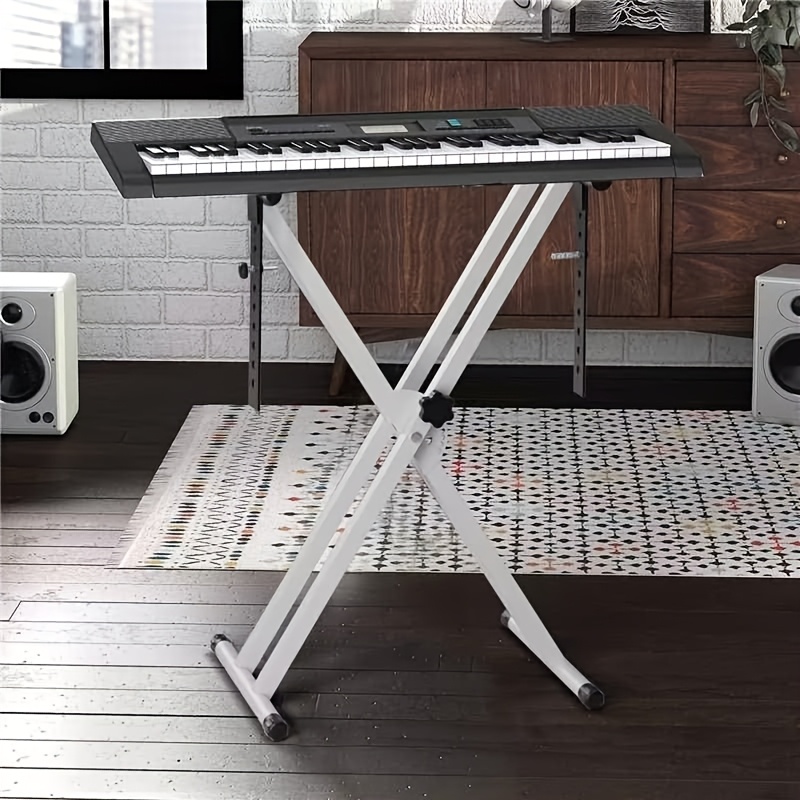 28-97cm Keyboard Stand Height Adjustable, Stand X Double Braced, Keyboard Stand Height In 8 Levels, Stand Holder Capacity 30kg, Keyboard Stand For Electric , White