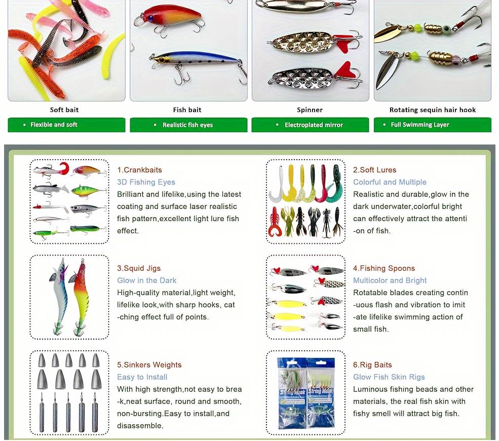 Central Hobby LURES COLLECTION 6セット TCMBY Fishing Lures Bait Tackle Kit Set for Freshwater Trout