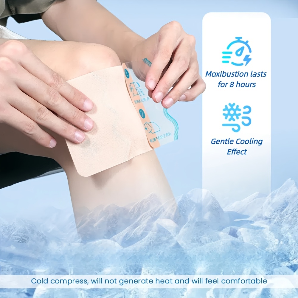 14/28 patches, four-sided elastic cloth moxibustion patch, mugwort patch, shoulder neck knee lumbar joint patch, large size, non-woven fabric, no formaldehyde, suitable for home leisure, work office, travel, use time 6 -8 hours