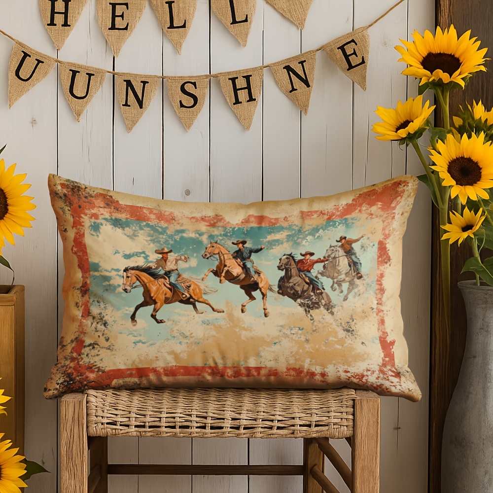 TEMU 1pc, Double-sided Printed Throw Pillow Covers, Spring/summer Style, Double-sided Soft Short Plush Fabric Pillowcase, 12x20 Inches/30x50cm,