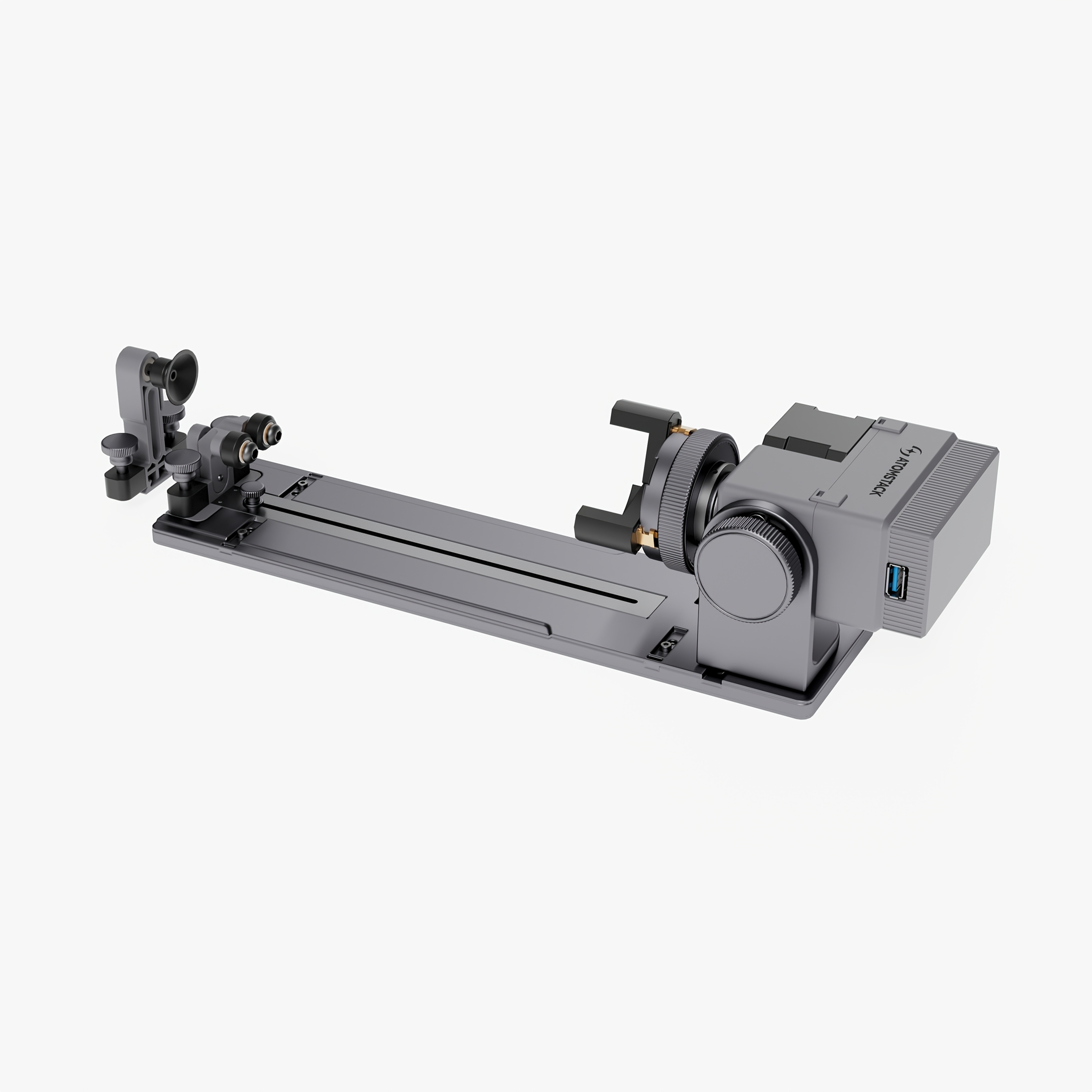 Atomstack R8 Rotary , Adjustable Rotating Shaft, 180° Rotation, Suitable For Cylindrical Objects, Adjustable Jaw Design, To Objects Of Different Thicknesses And Shapes, Stable Fixation