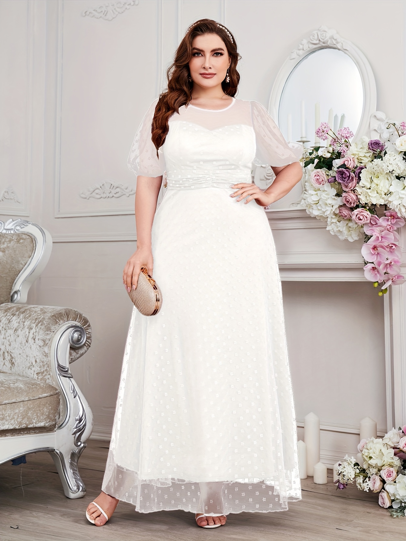 chinese dress ladies Plus Size Soft Lace Chiffon Boho Beige A-Line Wedding Dress Light Ivory