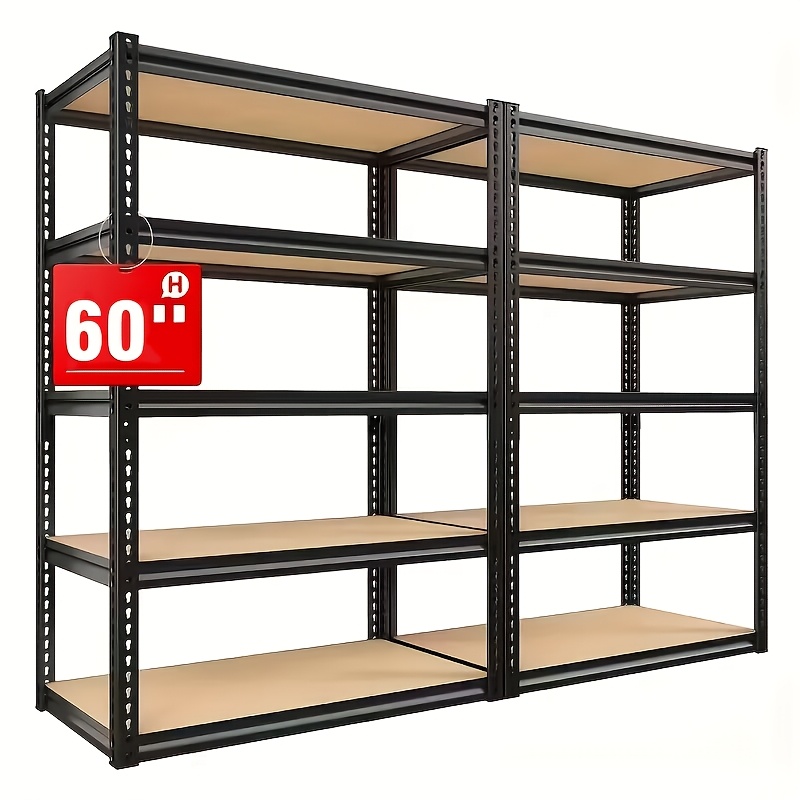 item picture Heavy Duty 5 Tier 2000Lbs Metal Shelving Units | 60"H Freestanding Matte Adjustable Shelving For Garage, Basement, Pantry, Closet | Utility Storage Rack For Warehouse Items, Utility Shelves