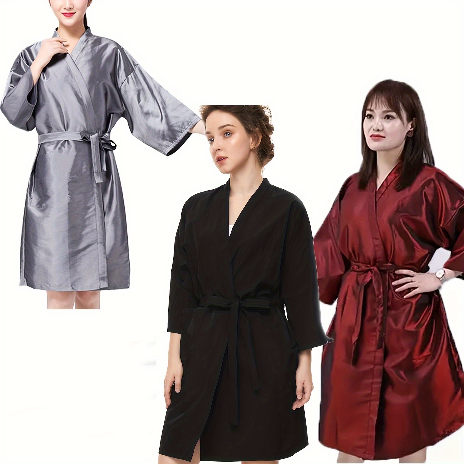 

Professional Hair Salon Cape With Pockets Haircut Apron Client Gown Robes Cape Kimono Style Hair Cutting Cape