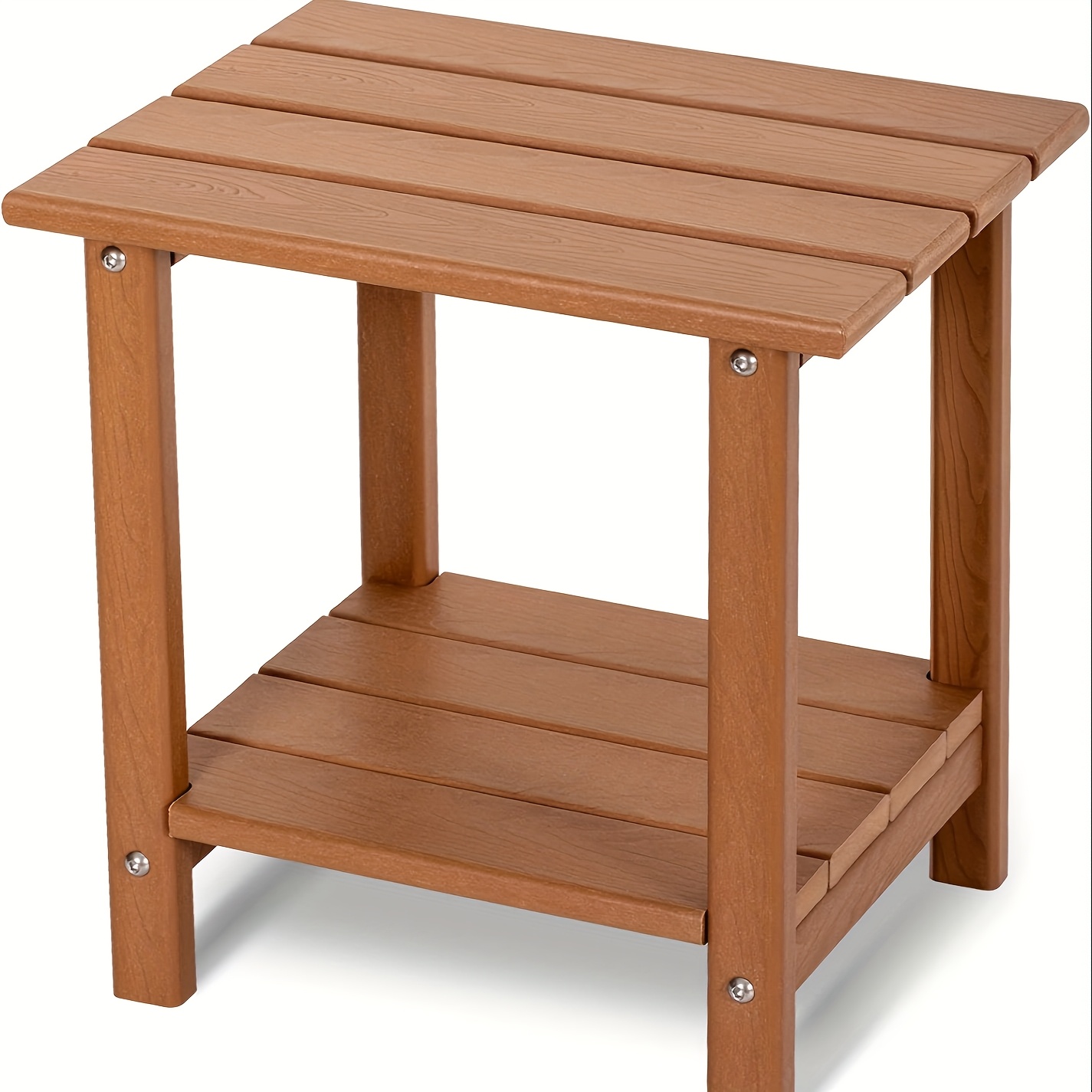 modern 2 tier adirondack outdoor side table weather resistant hdpe plastic artificial   patio end table with sturdy legs for poolside porch garden outdoor side tables for patio porch furniture slatted design durable construction