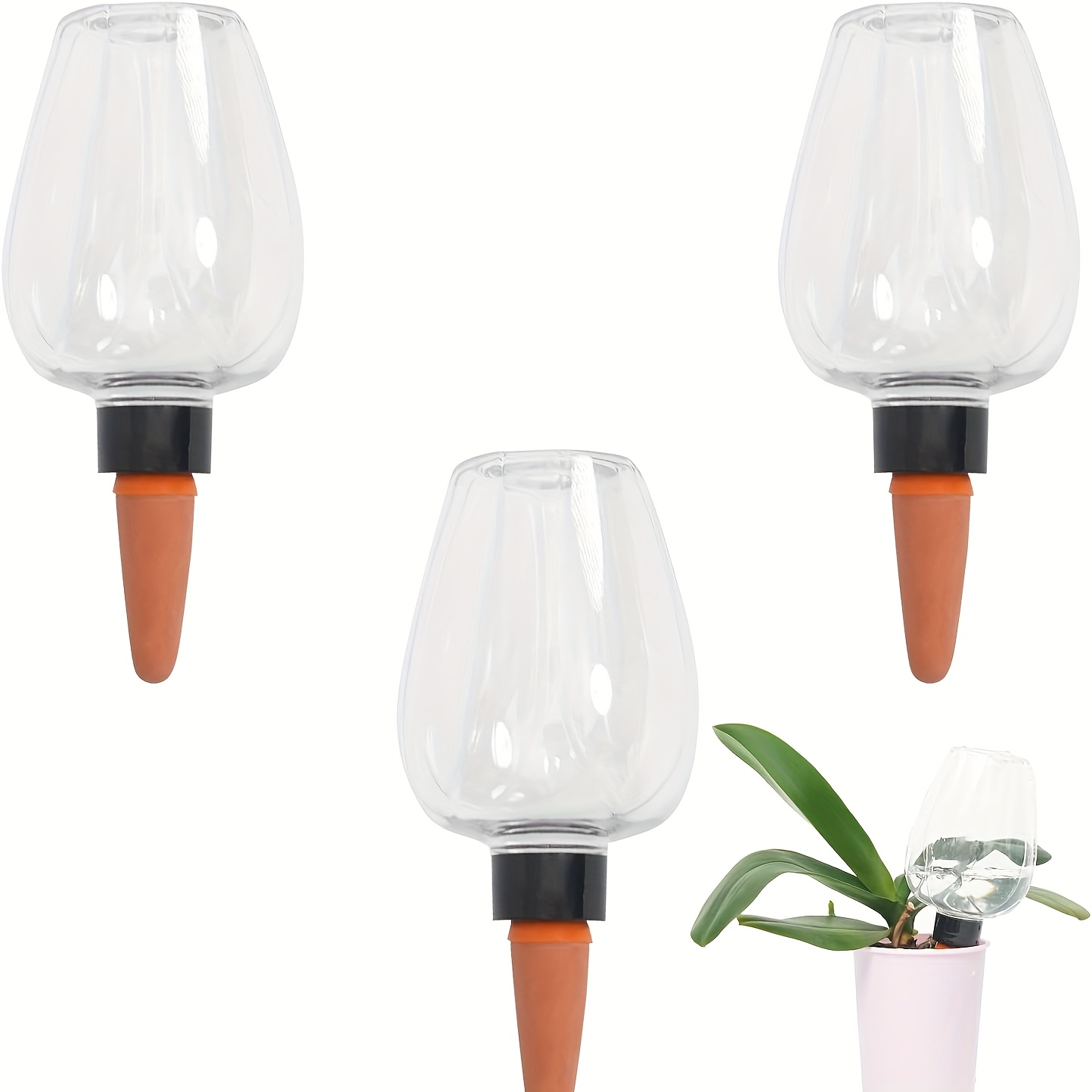 Image of 3cps Plant Self Watering Globes, Plastic Water Bulbs , 12.3 Ozplant Watering Devices System Slow Release Terracotta, Water Spikes Stakes For Indoor