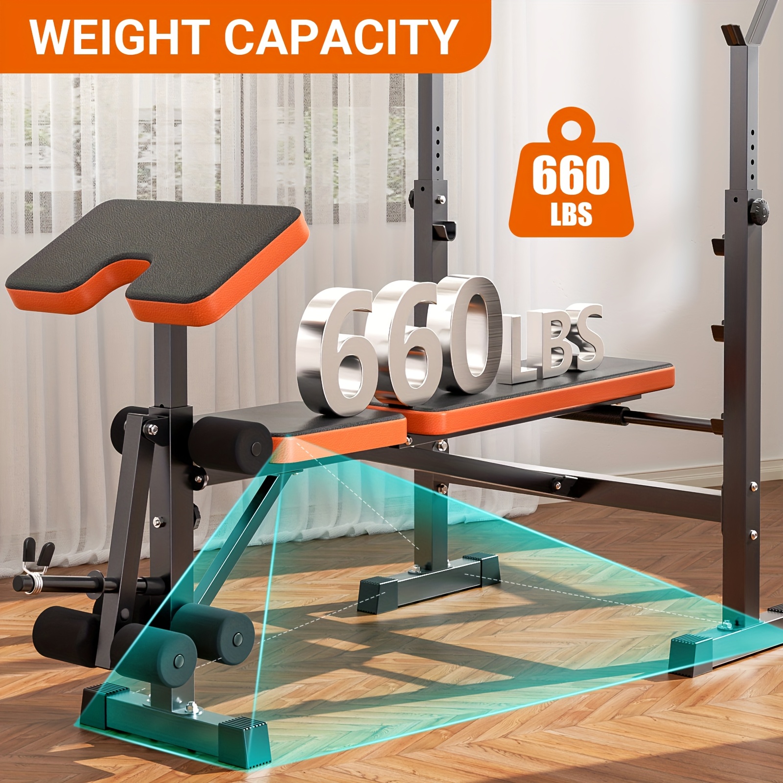 Verstelbare halterbank met squat rack