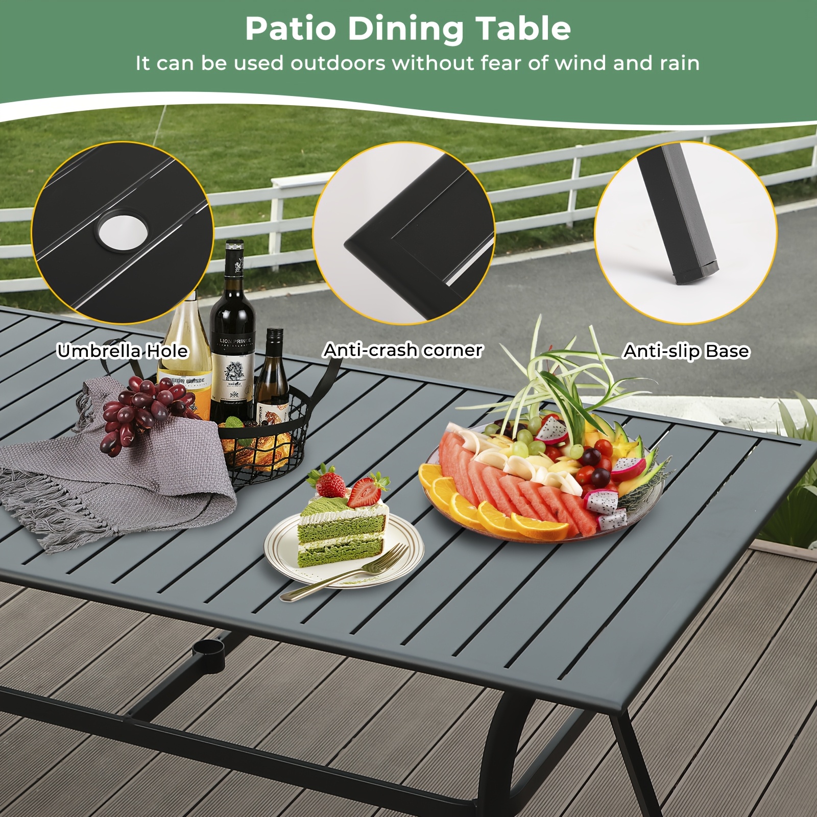 7pcs Outdoor Patio Dining Set with Swivel Chairs And Square Metal Table, Weather- Furniture Set for Garden, Backyard, Balcony, Or Lawn