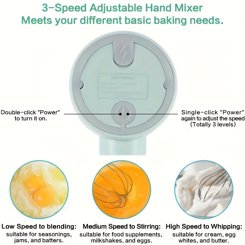 cordless electric garlic chopper and egg whisk a 2 in 1 hand mixer   usb rechargeable this set features a   adjustable egg beater and garlic mincer ideal for baking making cakes   butter tarts and chopping onions vegetables ginger and fruits Product details 3