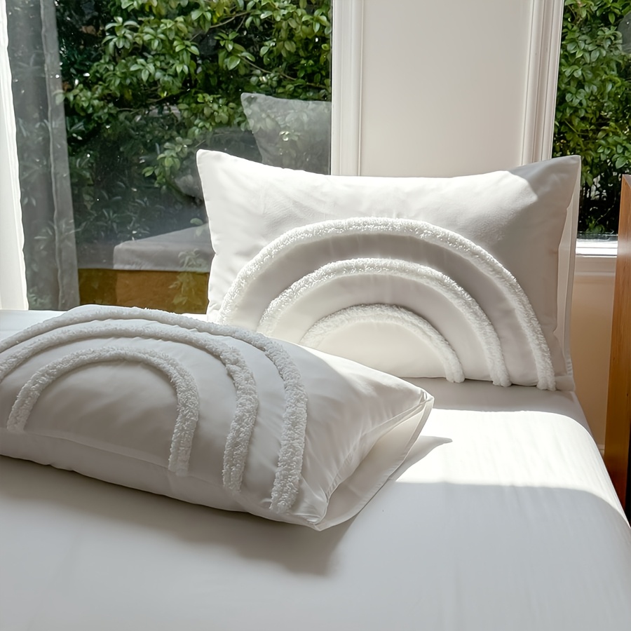 Nordic Style Semi-Circular Pattern Duvet Cover Set, Soft and Breathable Brushed Fabric Bedding, All-Season Duvet Cover, Bedroom Ambiance Set