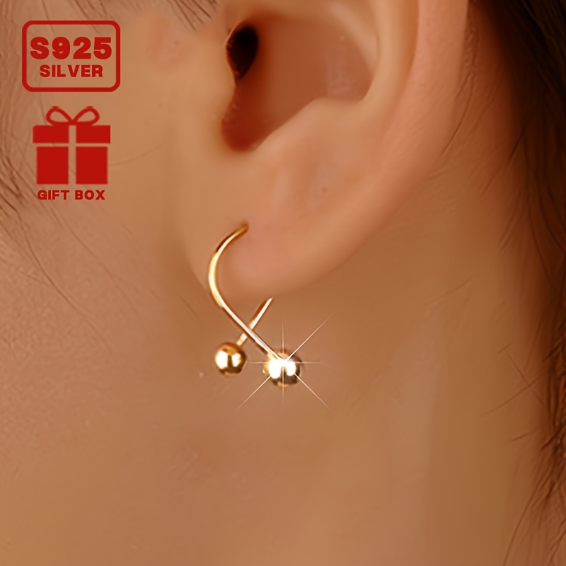 

2pc Simple Classic Sterling Silver Stud Earrings, Unisex Irregular Drop Ball Design, 925 Silver Needle, No Plating, Gift Box Included, Lightweight 0.85g, Perfect For Daily Wear, Parties, And Banquets