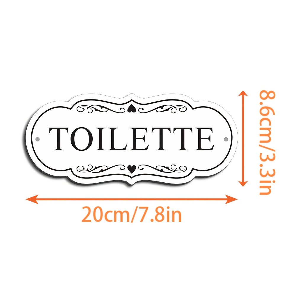 Image of [2d Flat] Bathroom Toilet Sign Wall Decor - Decorative Restroom Sign With Strong Adhesive And Pre-drilled Holes For - Premium Acrylic Material, Waterproof, Fade-resistant, Weatherproof