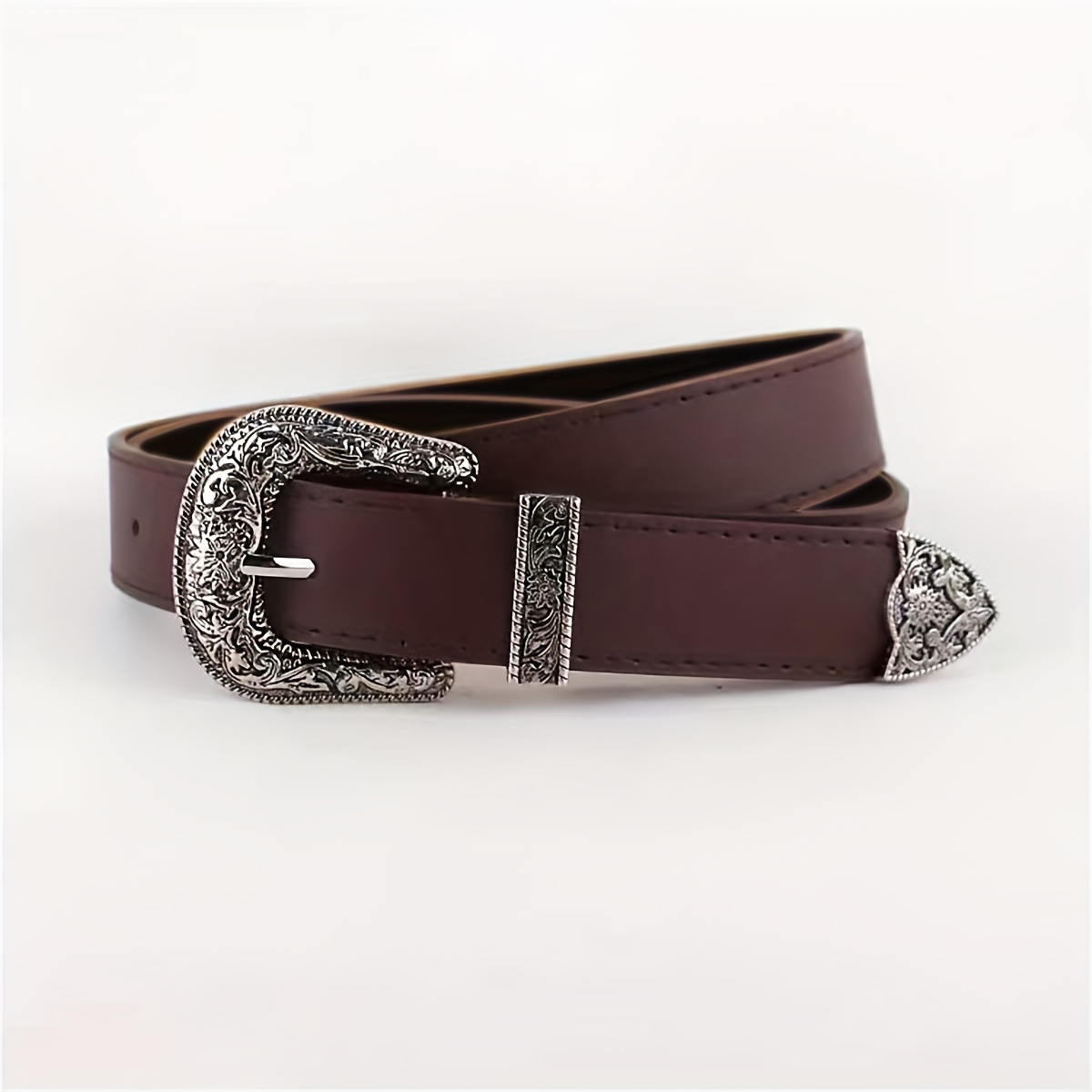 Vintage Silvery D-Ring Buckle PU Women's Belt 2cm Width