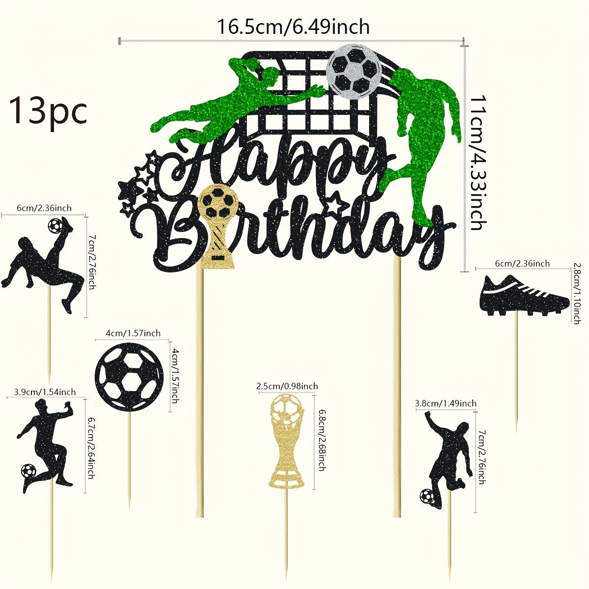 13pcs Soccer Cake Topper Soccer Ball Player Cake Decorations For Soccer Birthday Party Sport Party Supplies