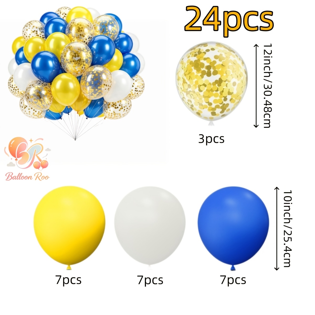 TEMU Palloncini in lattice con gialli, blu e , 24 pezzi, adatti per cerimonie di laurea, compleanni, matrimoni, feste di baby shower, decorazioni per