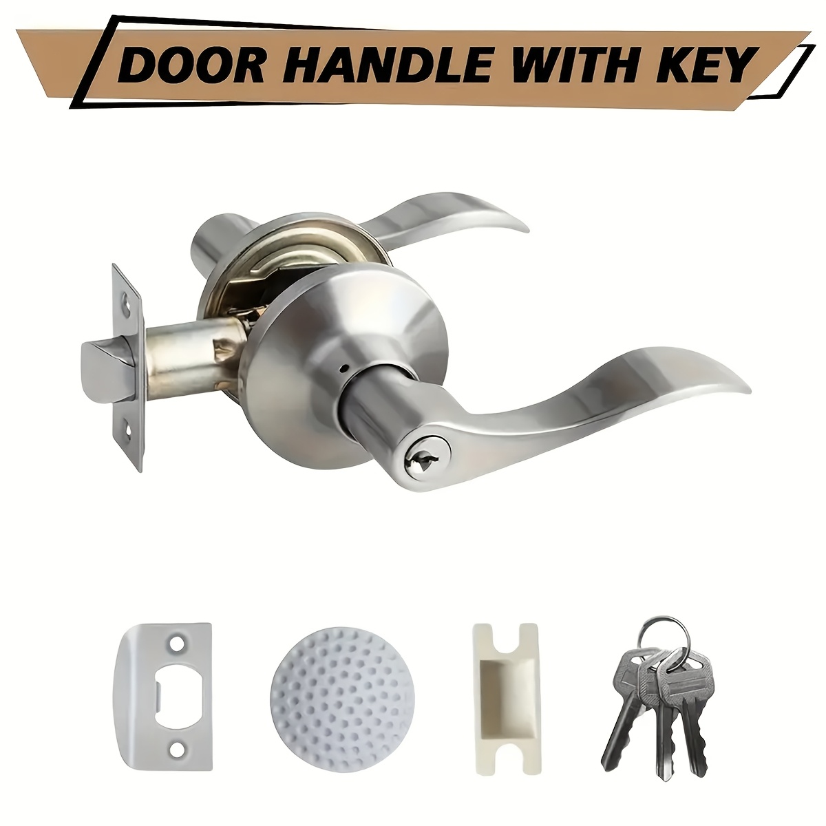 

1pc Heavy-duty Satin Stainless Steel Door Knob - Oval, For Interior/exterior