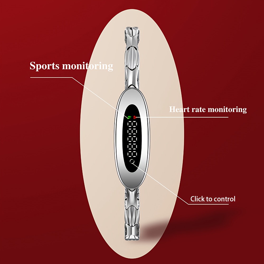 GWENLAND 1pc Smart Bracelet, Smart Band, Smart Watch, Supports Wireless 5.2, Pedometer, Sleep Monitoring, Multiple Sports Modes, Women'S Health, Remote Photography, Metal Watch Band, Women'S Additions, USB Charging