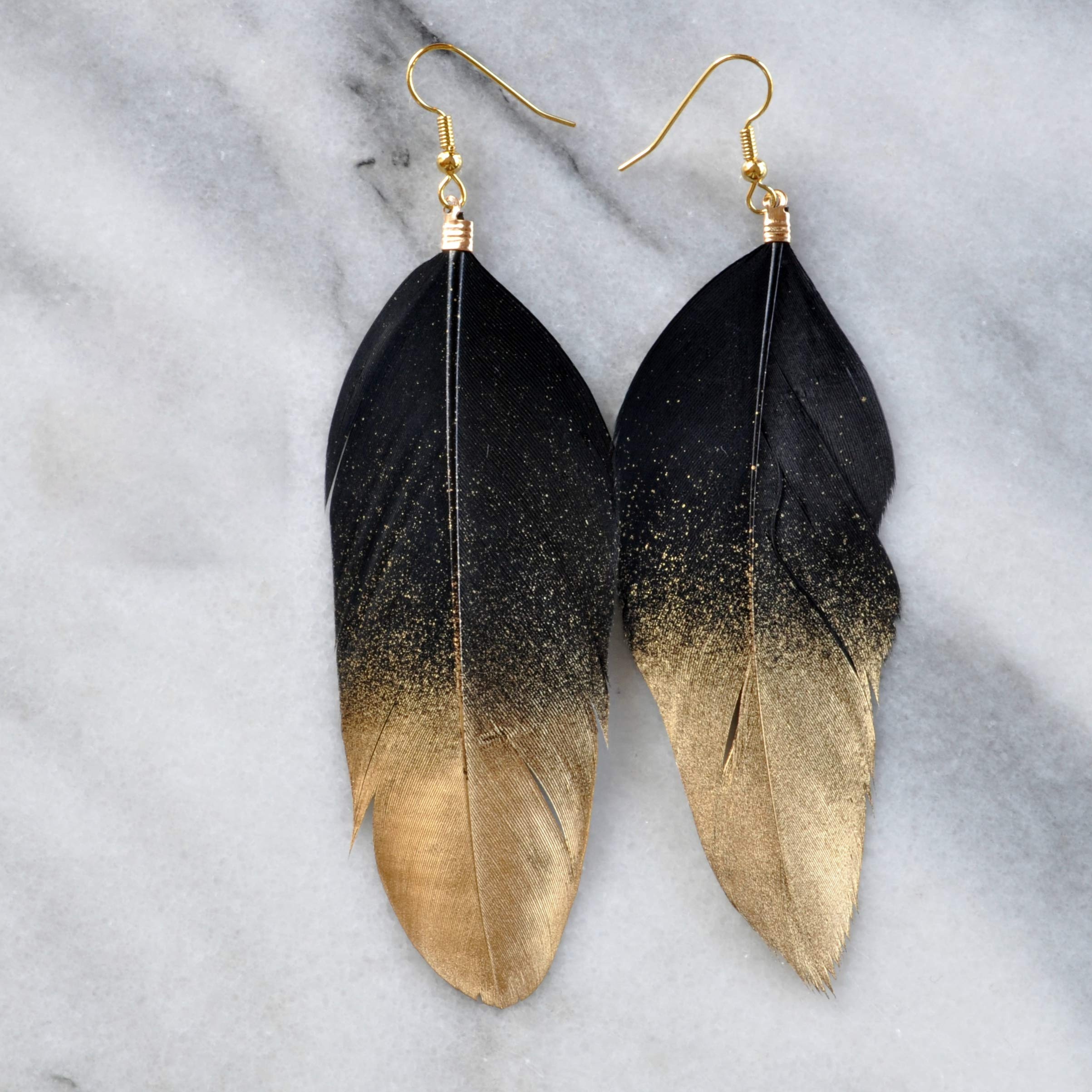 Women's Golden Merad Feather Dangle Earrings