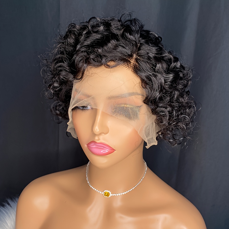 Short Bob Wave Pixie Cut Transparent Lace Front Human Hair - Temu
