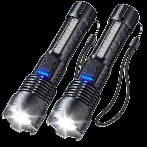 2 4 rechargeable flashlights flashlights led flashlights adjustable length usb rechargeable suitable for emergency power outages outdoor camping fishing hiking and home use rechargeable flashlights