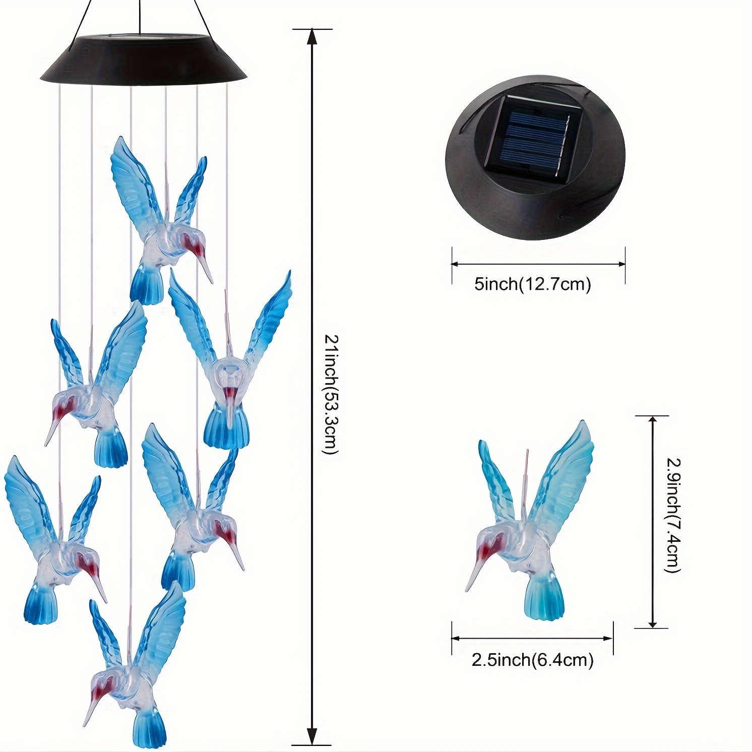 solar powered led hummingbird chandelier energy   polished abs pendant light with crystal   b15d bulb base detachable fixture with 600mah nickel battery for   park christmas gift details 5