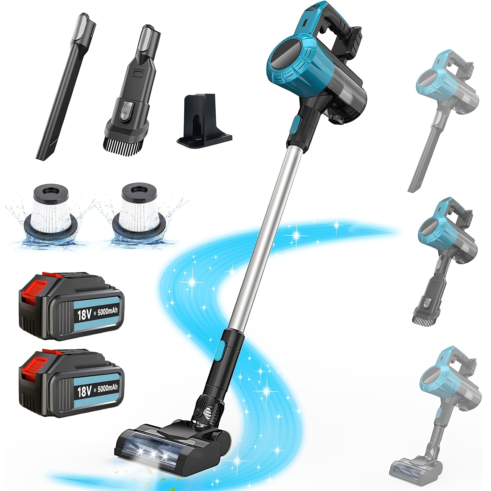 270w Cordless Vacuum Cleaner Compatible With Makita 18v Battery, Battery Vacuum Cleaner With 2pcs 5000mah Battery, Powerful Vacuum, 2-in-1 Stick Vacuum Cleaner For Hard Floor Carpet Pet Hair
