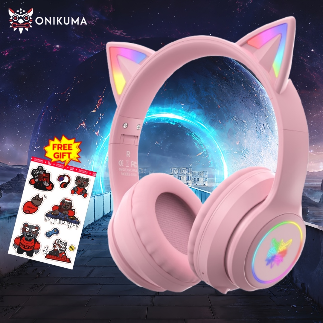 Image of Onikuma Wireless Gaming Headsets Compatible For Pc/ps With Wireless, Rich , Long , Voice Isolation Mic, Rgb & Stretchable Headband - Headphone For /pc Gaming (no Charger Included) - Ideal Gift