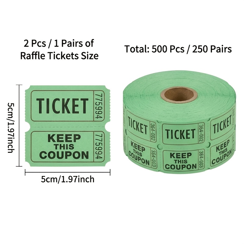TEMU 500 Tickets250 Pairs 22inch Prize Tickets Event Tickets Reusable Prop Banknotesperfect For Raffles Parties