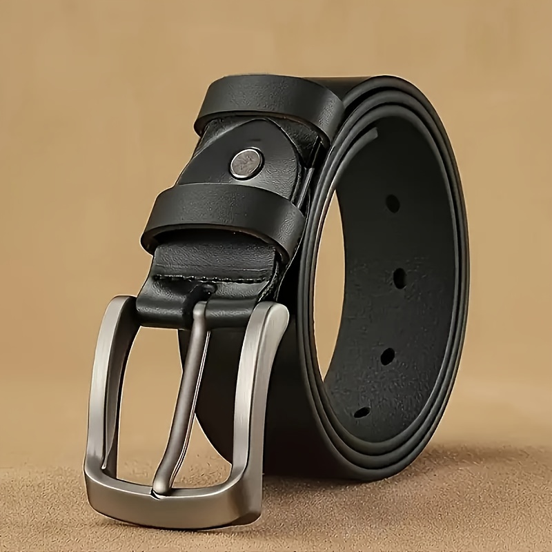 Plus Size Men's Genuine Leather Belt | Square Alloy Large Buckle | High Cost-Effective Durable Style | Suitable for Casual and Business Wear | A Dignified Gift Choice